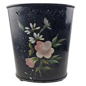 Vintage 1950's Detecto Scales Hampers Brooklyn NY Floral Painted Trash Can